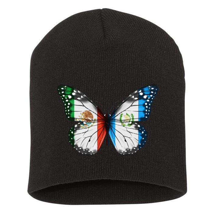 Mexican Guatemalan Flag Butterfly Short Acrylic Beanie