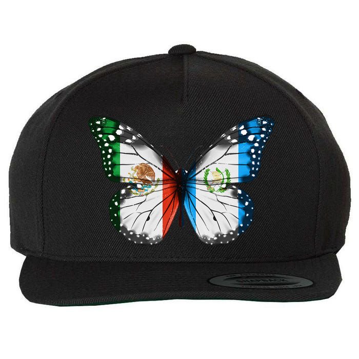 Mexican Guatemalan Flag Butterfly Wool Snapback Cap