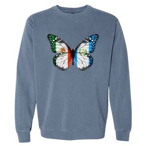 Mexican Guatemalan Flag Butterfly Garment-Dyed Sweatshirt