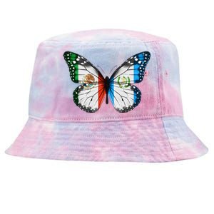 Mexican Guatemalan Flag Butterfly Tie-Dyed Bucket Hat