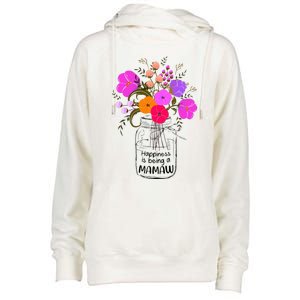 Mom Grandma Floral Gift Happiness Is Being A Mamaw Womens Funnel Neck Pullover Hood