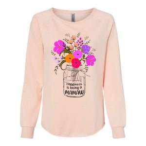 Mom Grandma Floral Gift Happiness Is Being A Mamaw Womens California Wash Sweatshirt