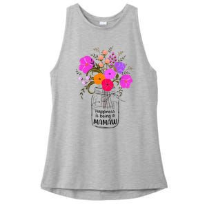 Mom Grandma Floral Gift Happiness Is Being A Mamaw Ladies PosiCharge Tri-Blend Wicking Tank