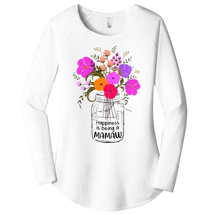 Mom Grandma Floral Gift Happiness Is Being A Mamaw Women's Perfect Tri Tunic Long Sleeve Shirt