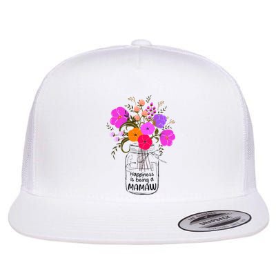 Mom Grandma Floral Gift Happiness Is Being A Mamaw Flat Bill Trucker Hat