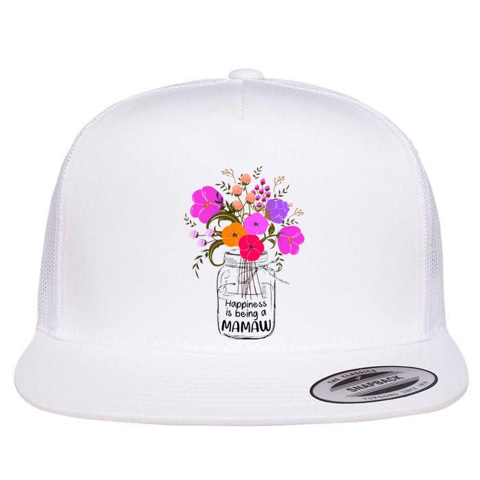 Mom Grandma Floral Gift Happiness Is Being A Mamaw Flat Bill Trucker Hat