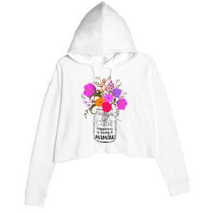 Mom Grandma Floral Gift Happiness Is Being A Mamaw Crop Fleece Hoodie