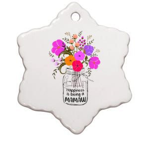 Mom Grandma Floral Gift Happiness Is Being A Mamaw Ceramic Star Ornament