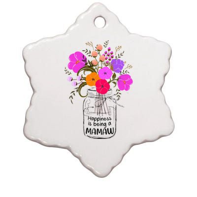 Mom Grandma Floral Gift Happiness Is Being A Mamaw Ceramic Star Ornament