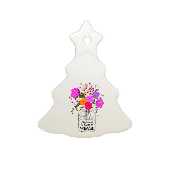 Mom Grandma Floral Gift Happiness Is Being A Mamaw Ceramic Tree Ornament