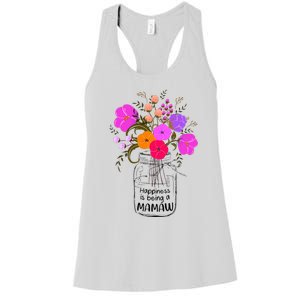 Mom Grandma Floral Gift Happiness Is Being A Mamaw Women's Racerback Tank