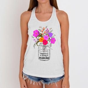 Mom Grandma Floral Gift Happiness Is Being A Mamaw Women's Knotted Racerback Tank