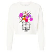 Mom Grandma Floral Gift Happiness Is Being A Mamaw Cropped Pullover Crew