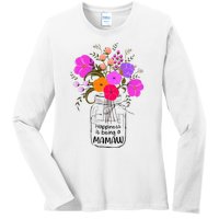 Mom Grandma Floral Gift Happiness Is Being A Mamaw Ladies Long Sleeve Shirt