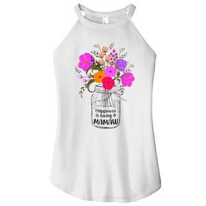 Mom Grandma Floral Gift Happiness Is Being A Mamaw Women's Perfect Tri Rocker Tank