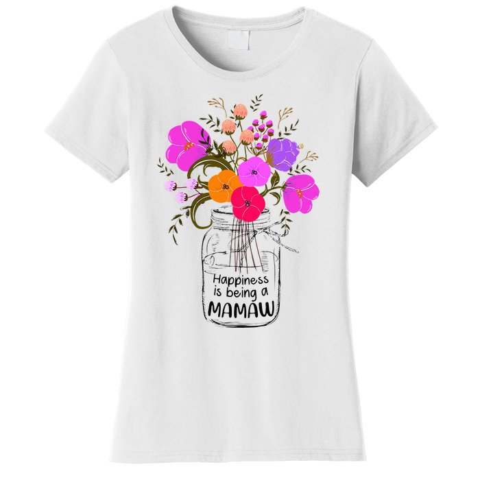 Mom Grandma Floral Gift Happiness Is Being A Mamaw Women's T-Shirt