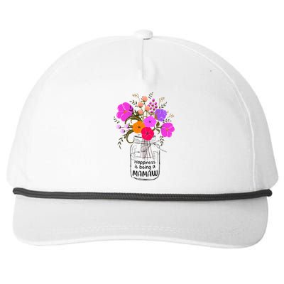 Mom Grandma Floral Gift Happiness Is Being A Mamaw Snapback Five-Panel Rope Hat