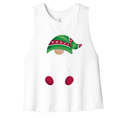 Mean Gnome Family Matching Christmas Pajamas Gift Women's Racerback Cropped Tank