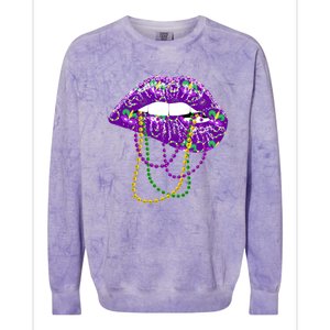 Mardi Gras Funny Gift Lips Queen Carnival Costume Gift Colorblast Crewneck Sweatshirt