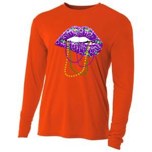 Mardi Gras Funny Gift Lips Queen Carnival Costume Gift Cooling Performance Long Sleeve Crew