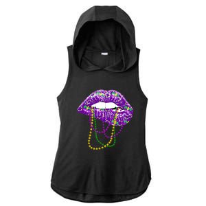 Mardi Gras Funny Gift Lips Queen Carnival Costume Gift Ladies PosiCharge Tri-Blend Wicking Draft Hoodie Tank