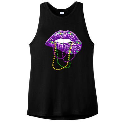 Mardi Gras Funny Gift Lips Queen Carnival Costume Gift Ladies PosiCharge Tri-Blend Wicking Tank