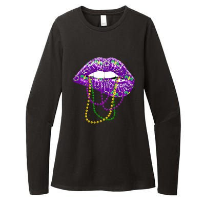 Mardi Gras Funny Gift Lips Queen Carnival Costume Gift Womens CVC Long Sleeve Shirt