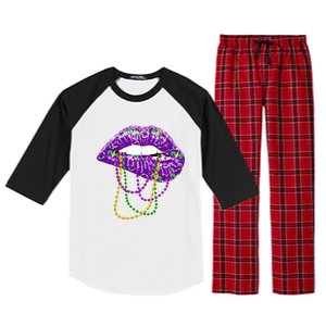 Mardi Gras Funny Gift Lips Queen Carnival Costume Gift Raglan Sleeve Pajama Set