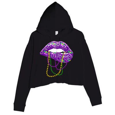 Mardi Gras Funny Gift Lips Queen Carnival Costume Gift Crop Fleece Hoodie