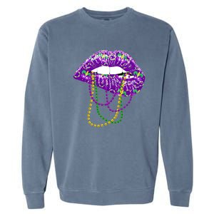 Mardi Gras Funny Gift Lips Queen Carnival Costume Gift Garment-Dyed Sweatshirt