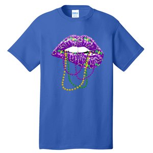 Mardi Gras Funny Gift Lips Queen Carnival Costume Gift Tall T-Shirt