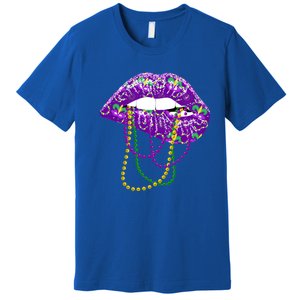 Mardi Gras Funny Gift Lips Queen Carnival Costume Gift Premium T-Shirt