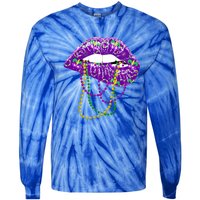 Mardi Gras Funny Gift Lips Queen Carnival Costume Gift Tie-Dye Long Sleeve Shirt