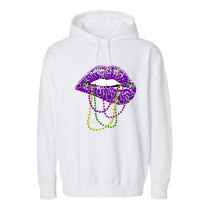 Mardi Gras Funny Gift Lips Queen Carnival Costume Gift Garment-Dyed Fleece Hoodie