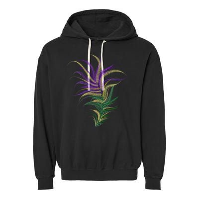 Mardi Gras Festive Feather Garment-Dyed Fleece Hoodie