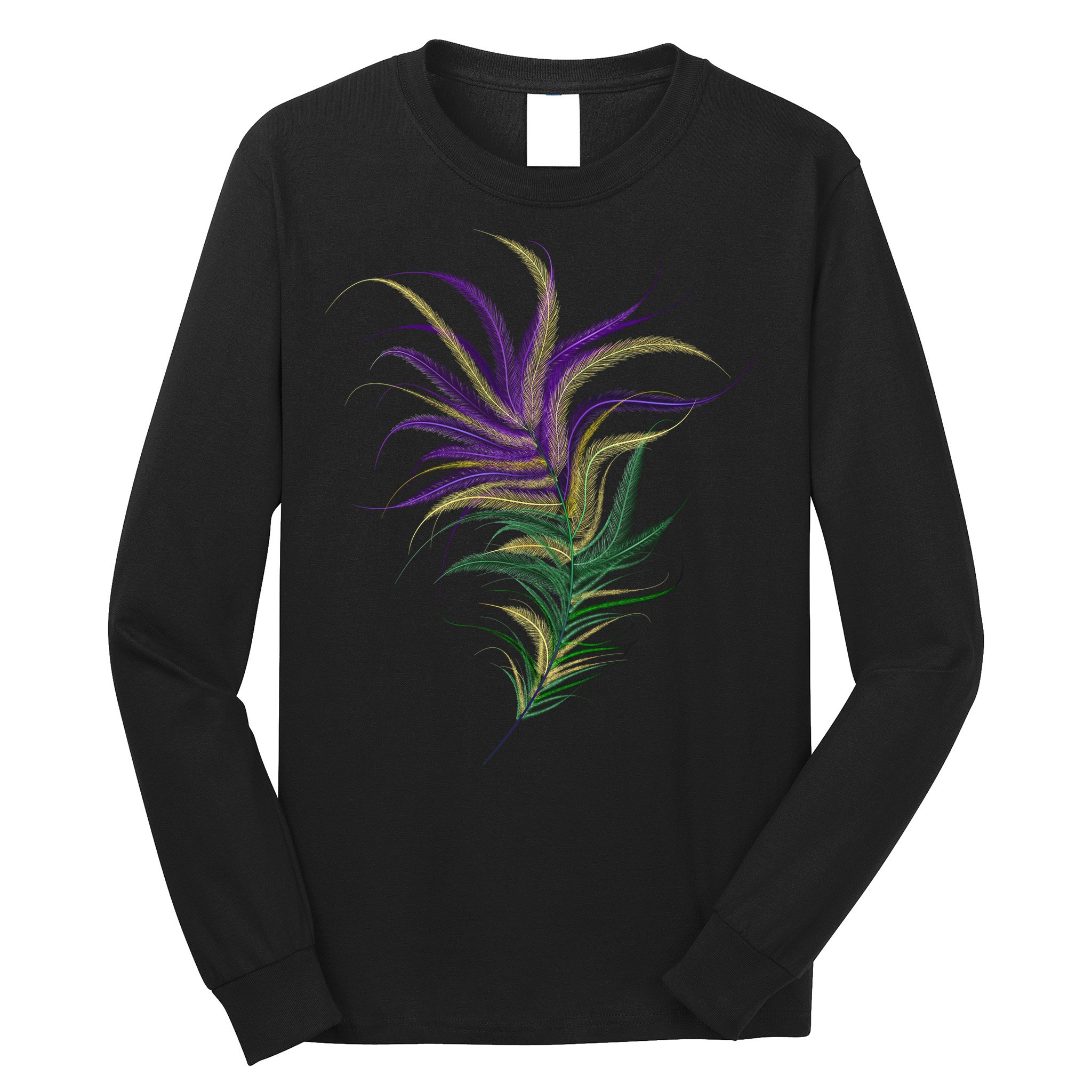 Mardi Gras Festive Feather Long Sleeve Shirt