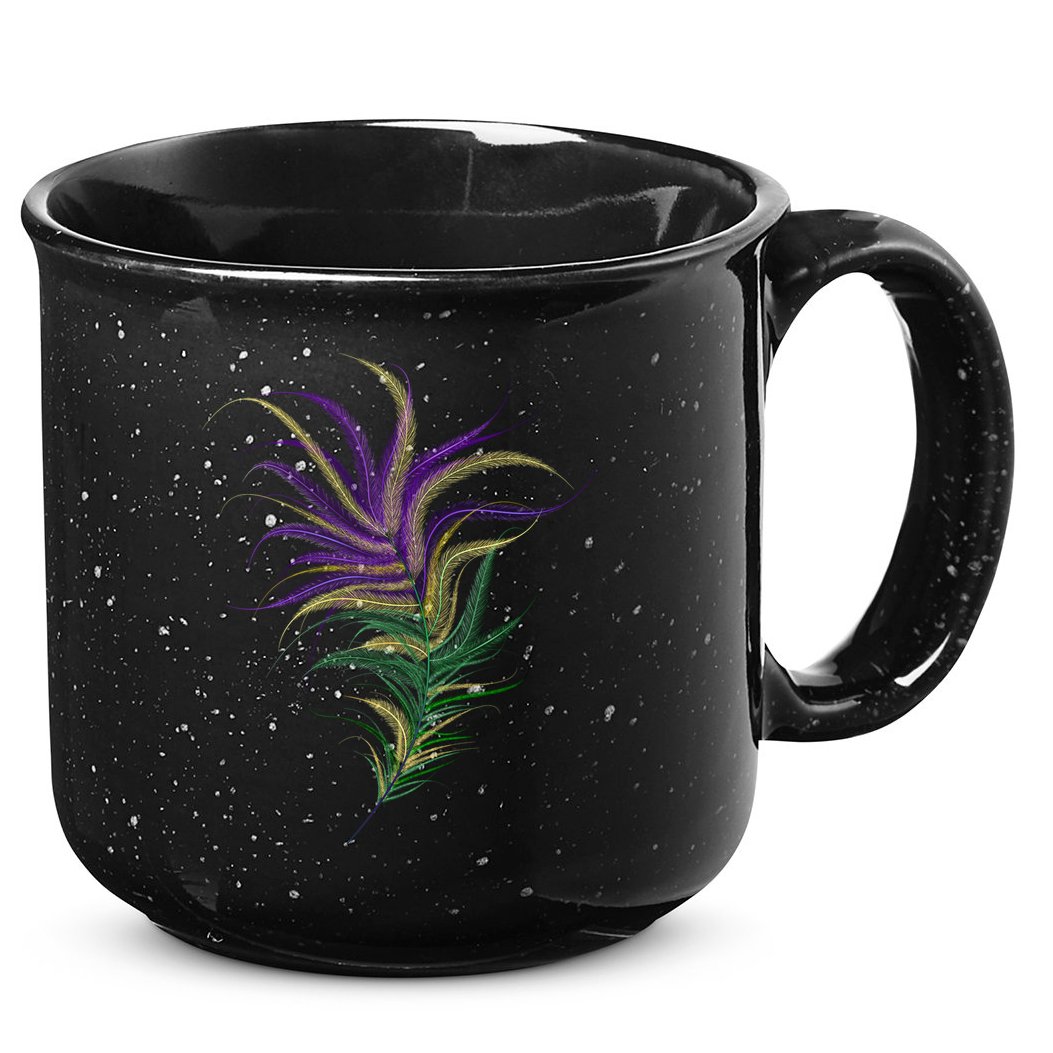 Mardi Gras Festive Feather 15oz Campfire Ceramic Mug