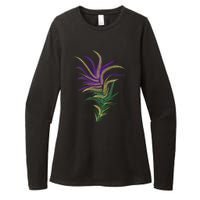 Mardi Gras Festive Feather Womens CVC Long Sleeve Shirt