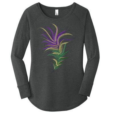 Mardi Gras Festive Feather Women's Perfect Tri Tunic Long Sleeve Shirt