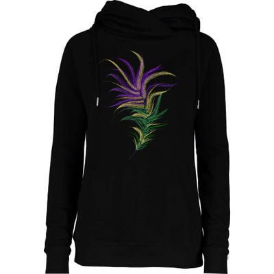 Mardi Gras Festive Feather Womens Funnel Neck Pullover Hood