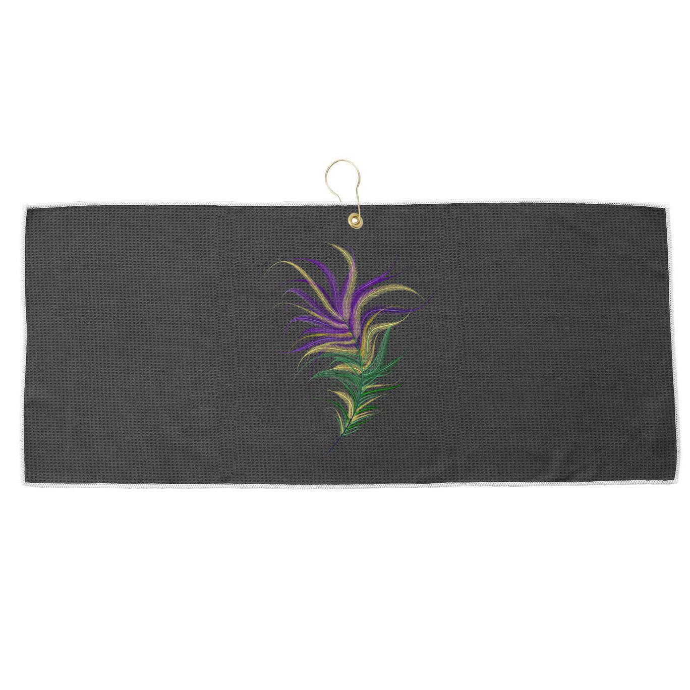 Mardi Gras Festive Feather Large Microfiber Waffle Golf Towel