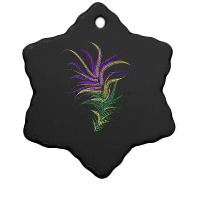 Mardi Gras Festive Feather Ceramic Star Ornament