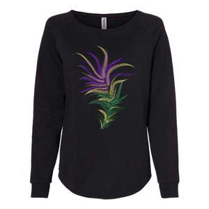 Mardi Gras Festive Feather Womens California Wash Sweatshirt