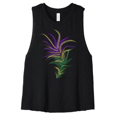 Mardi Gras Festive Feather Women's Racerback Cropped Tank