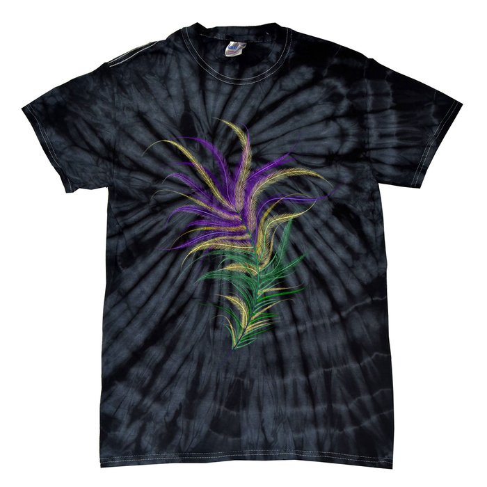 Mardi Gras Festive Feather Tie-Dye T-Shirt