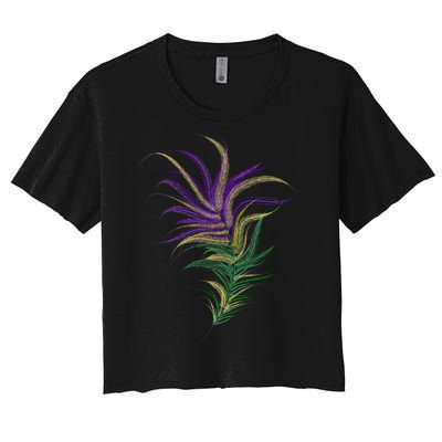 Mardi Gras Festive Feather Women's Crop Top Tee