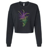 Mardi Gras Festive Feather Cropped Pullover Crew