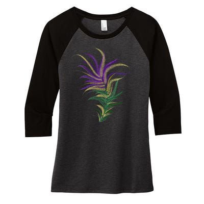 Mardi Gras Festive Feather Women's Tri-Blend 3/4-Sleeve Raglan Shirt