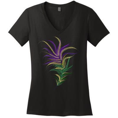 Mardi Gras Festive Feather Women's V-Neck T-Shirt