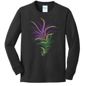 Mardi Gras Festive Feather Kids Long Sleeve Shirt